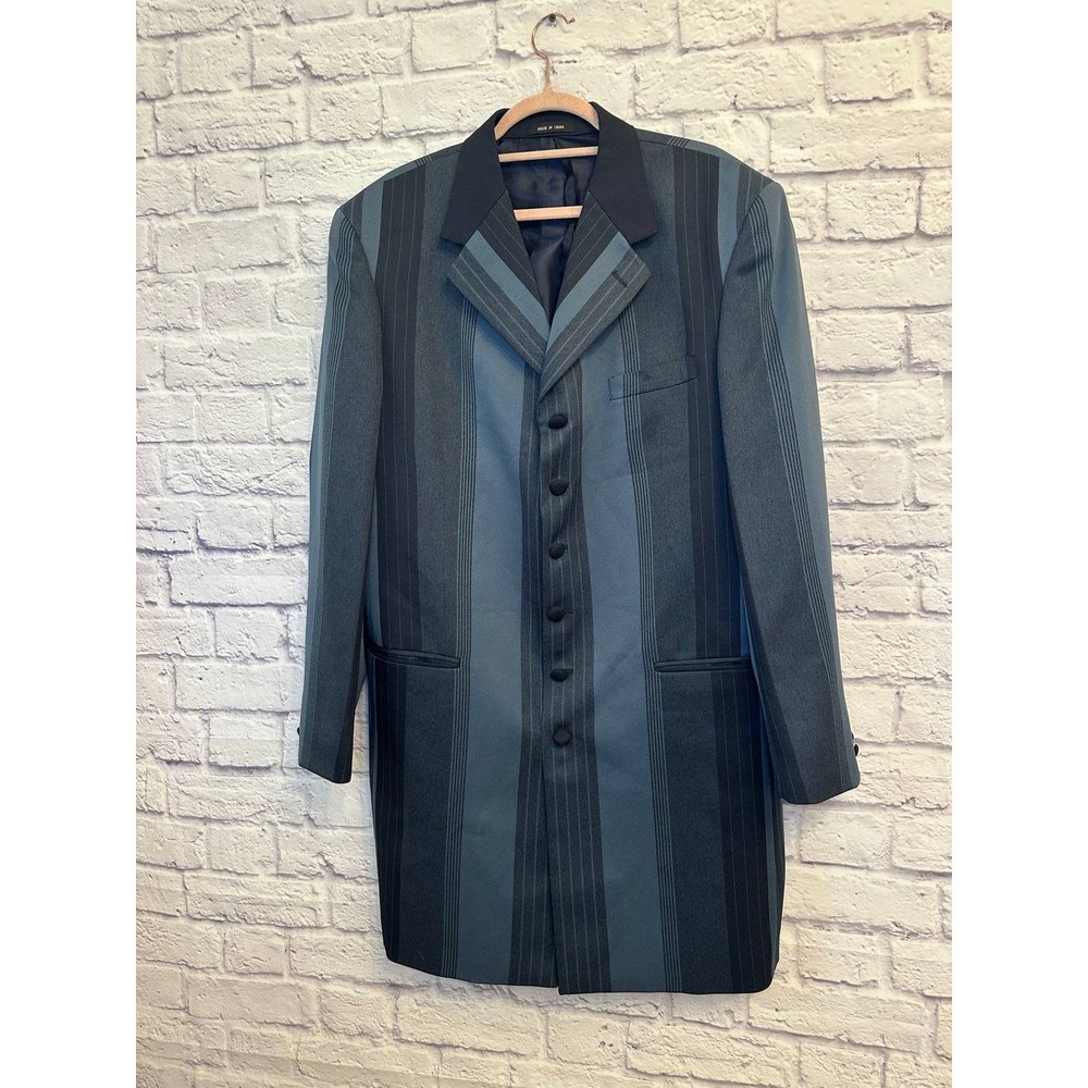 Men's Striped Sport Coat Blazer in Blue and Black